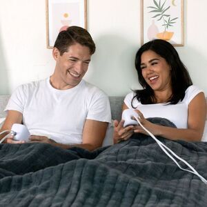 Brookstone -  Heated Blanket Texture Dark Gray Dual Z Dark Gray